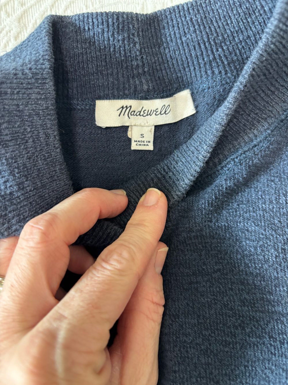 Madewell Do Well Navy Blue Cotton Blend Raglan Sleeve Ribbed Hem Sweater Small - Picture 2 of 4
